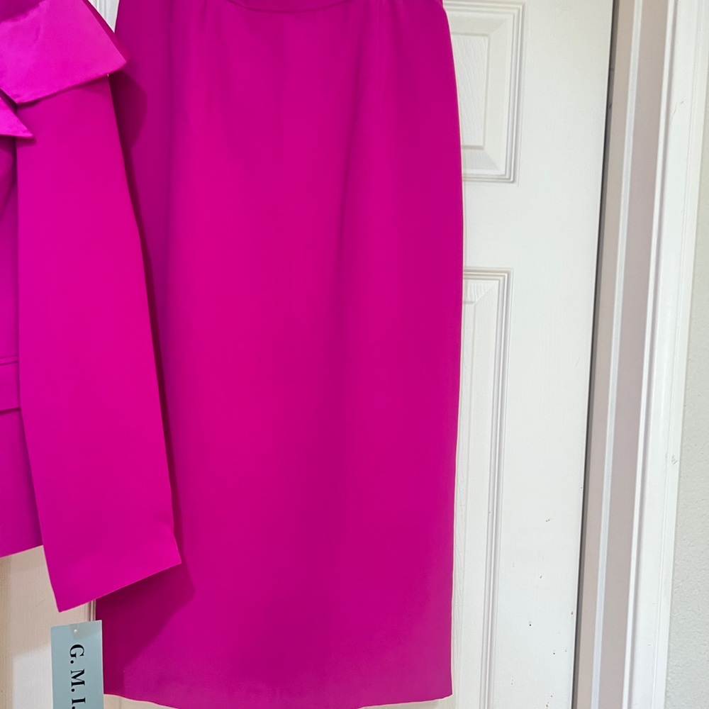 GMI Geometric Collar  Magenta Skirt  Top Suit  Set Size 10 Church Formal Wedding - Picture 6 of 16